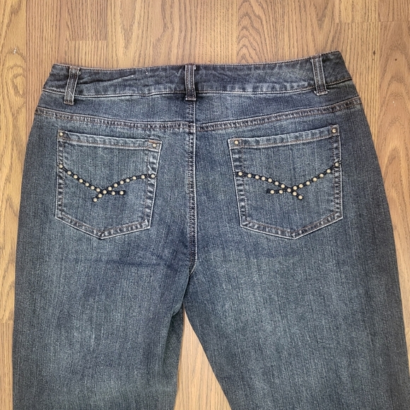Contrast Women’s Size 13 Studded Y2K Mid Rise Bootcut Dark Denim Jeans 2000s B76 - Picture 10 of 10